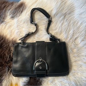 Coach black and silver big buckle shoulder purse